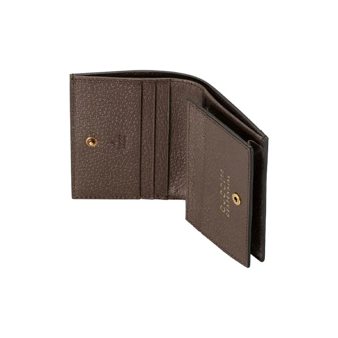 GUCCI Canvas Leather Binding Canvas Bag, Wallet, Card Holder Women's Brown & Multicolor-4