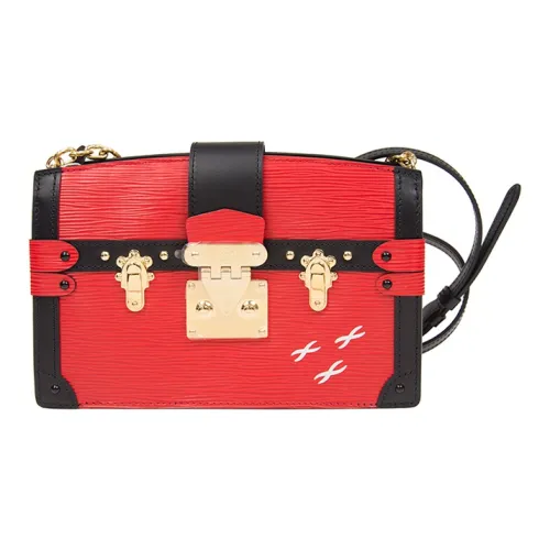 LOUIS VUITTON Leather Small Square Bag Crossbody Bag Shoulder Bag Women's Red