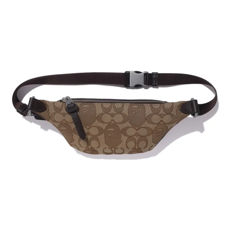 A BATHING APE COACH Collaboration Polyester Crossbody Fanny Pack Men's Khaki-1