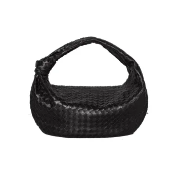 Bottega Veneta JODIE Leather Dumpling Bag Clutch Medium Size Women's Black