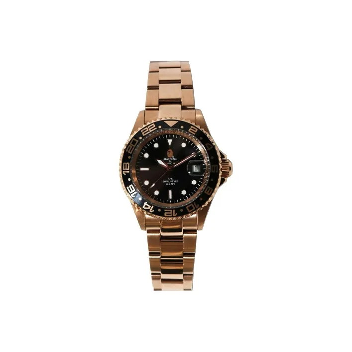 A BATHING APE Automatic Mechanical Movement Stainless Steel Strap Watch Men's Watches Black 1H30 182 016 GLD-0