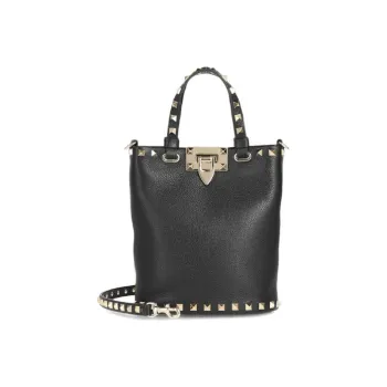 Valentino Rockstud Calfskin Bucket Bag Shoulder Bags Handbags Mini Women's Black