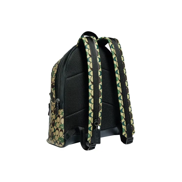 COACH Academy Canvas Backpack Large Size Unisex Camouflage Multicolor-1