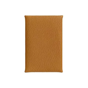 HERMES Calvi Sheepskin Coin Purse Card Holder Wallet Women's Caramel Rose Pink