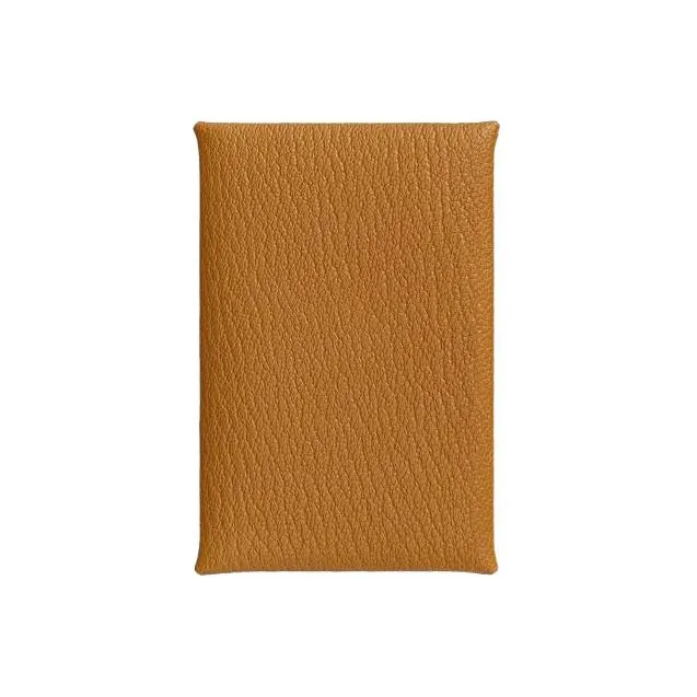 HERMES Calvi Sheepskin Coin Purse Card Holder Wallet Women's Caramel Rose Pink-0