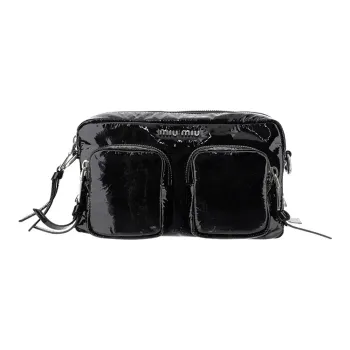 MIU MIU Leather Shoulder Bag Women's Black