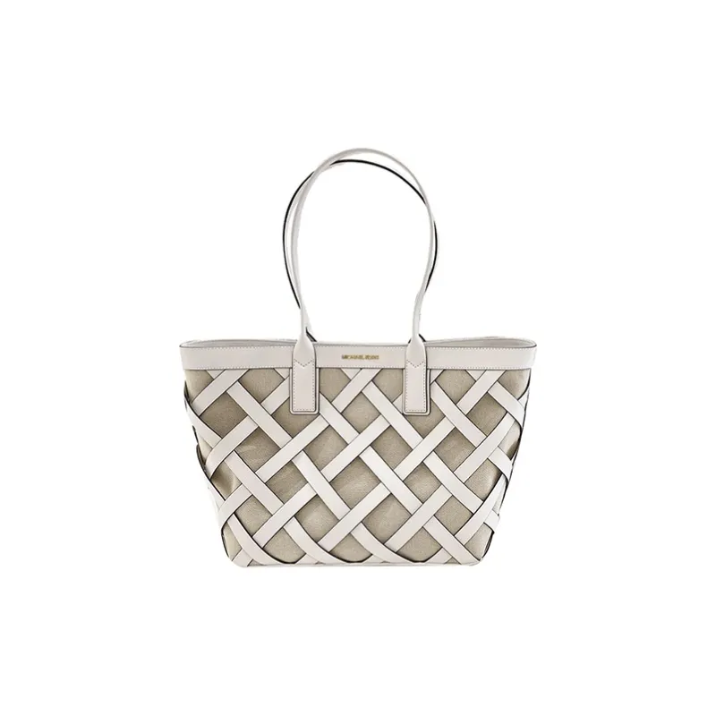MICHAEL KORS Sienna Leather Tote Bag, Shopping Bag, Handbag Women's Optical Fibers White-0