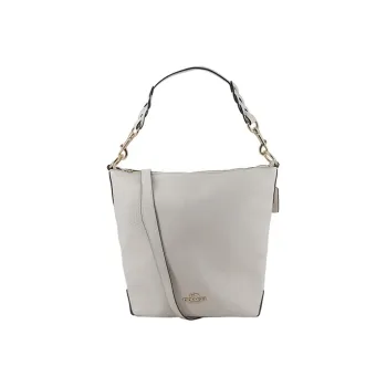 COACH Leather Shoulder Bag Crossbody Bag Bucket Bag Handbag Large Size Women's White