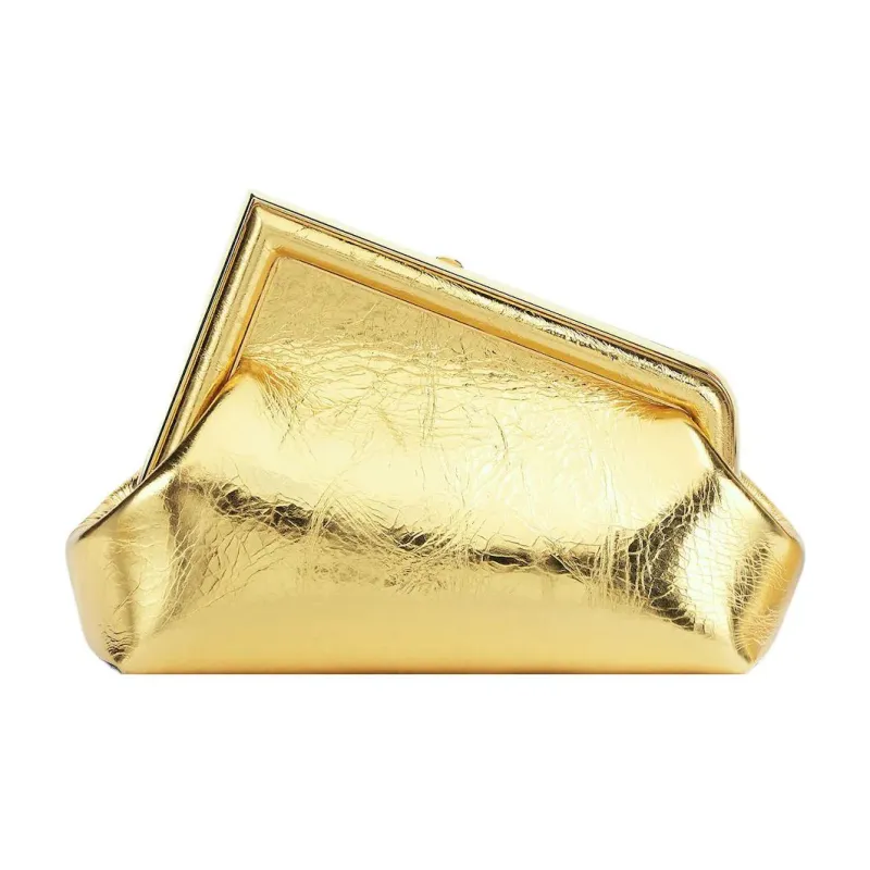 FENDI Fendi First Sheepskin Shoulder Bag Crossbody Bag Clutch Women's Gold-3