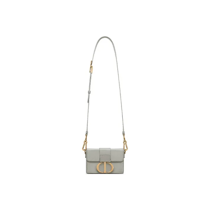 DIOR 30 Montaigne Smooth Cow Leather Handbag, Shoulder Bag Women's Gray-4