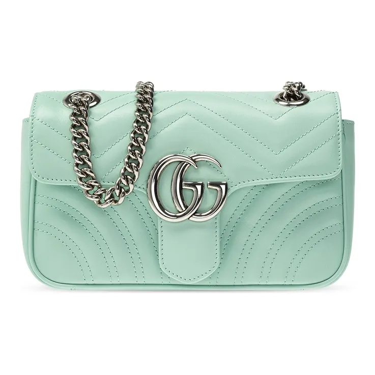 GUCCI Quilting Leather Chain Bag Crossbody Bag Shoulder Bag Women's Mint Green-0
