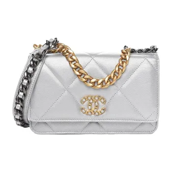 CHANEL 19BagWOC Sheepskin Handbag, Shoulder Bag, Crossbody Bag Women's Silver Gray