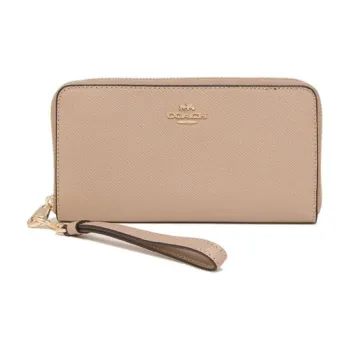 COACH Leather Clutch Wallet Women's Milk Tea
