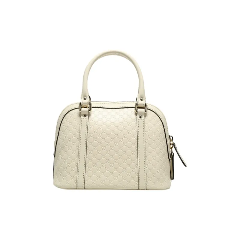GUCCI Cow Leather Dome Bag One Shoulder Handbag Small Size Women's Ecru-2