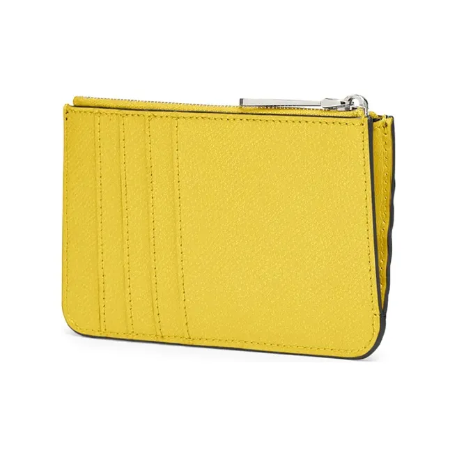 FENDI Calfskin Coin Purse Card Holder, Clutch Women's Yellow-1