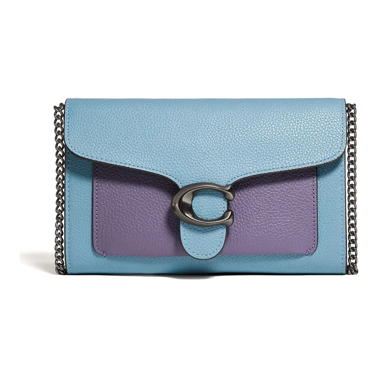 COACH Tabby Pebbled Leather Chain Bag Shoulder Bag Crossbody Bag Small Size Women's Blue Purple Combination-0