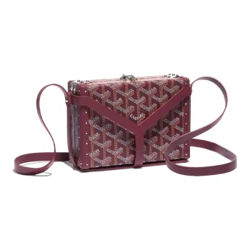 GOYARD Minaudière Trunk Canvas With Leather Clutches Crossbody Bags Women's Burgundy Red