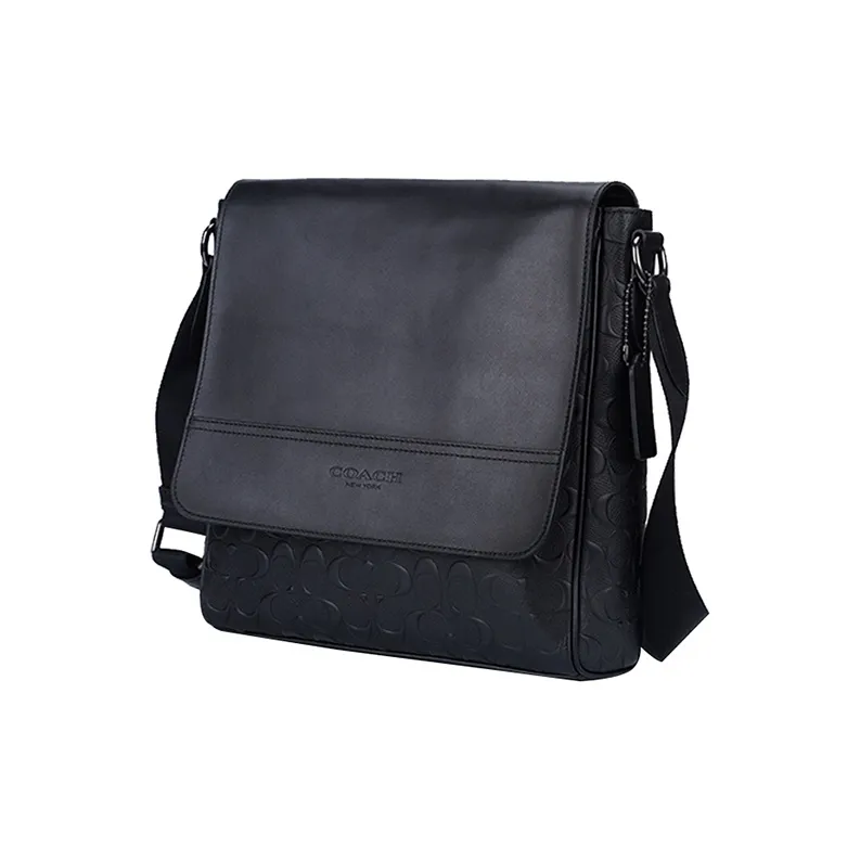COACH Houston Leather Map Bag Crossbody Bag Shoulder Bag Men's Black-1