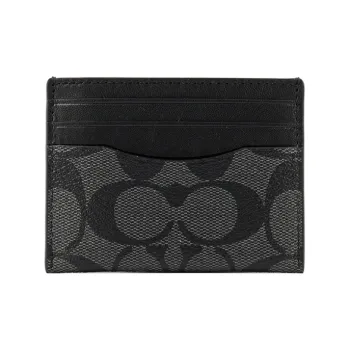 COACH Card Case Coated Canvas Card Holder Men's Gray Black
