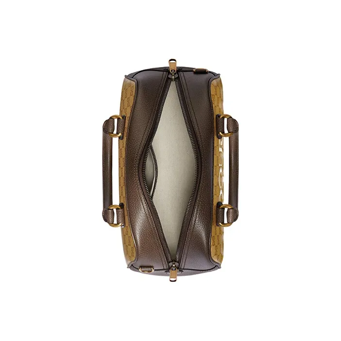 GUCCI Adidas Collaboration Leather Portable One Shoulder Travel Bag Mini Men's Brown Yellow-4