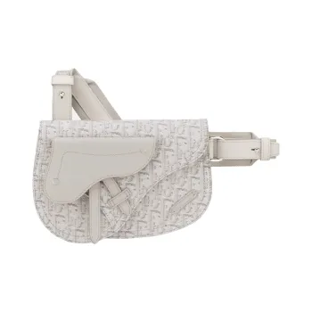 DIOR Saddle Nylon Fabric Saddle Bag, Sling Bag, Fanny Pack, Shoulder Bag, Crossbody Bag Small Size Unisex Beige