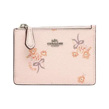 COACH Skinny Id Case Leather Document Bag Card Holder Card Holder Card Holder Mini Women's Pink