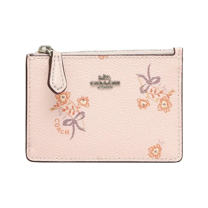 COACH Skinny Id Case Leather Document Bag Card Holder Card Holder Card Holder Mini Women's Pink-0