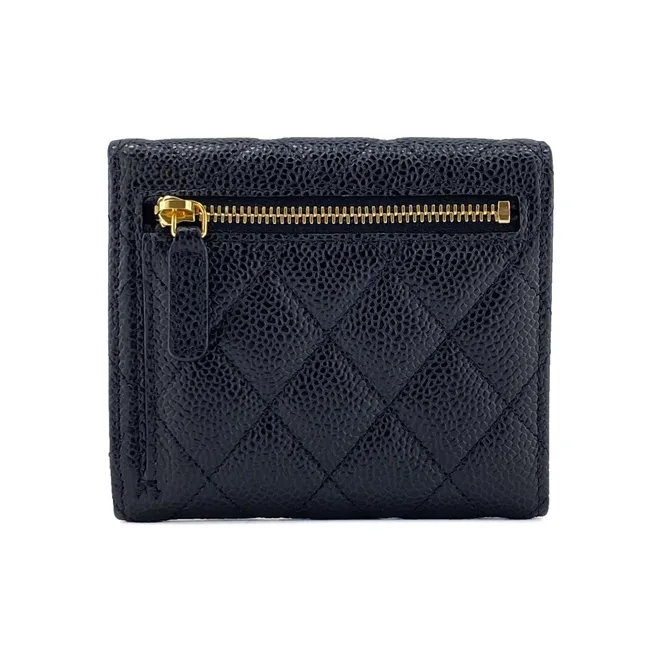 CHANEL Calfskin Handheld Wallet Women's Black-1