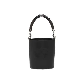 PRADA Leather Handbag Bucket Bag Women's Black
