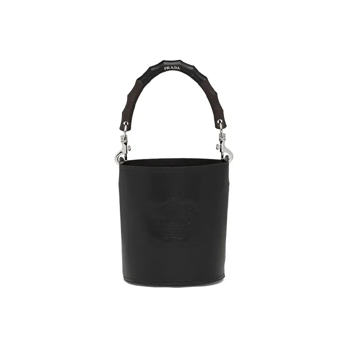 PRADA Leather Handbag Bucket Bag Women's Black-0
