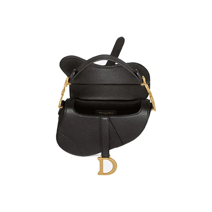 DIOR Saddle Grained Calfskin Saddle Bag, Handbag, Shoulder Bag Women's Black-3