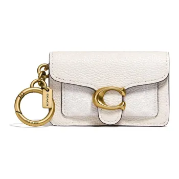 COACH Tabby Coarse-Grained Leather Clutch Card Holder Coin Purse Mini Women's White