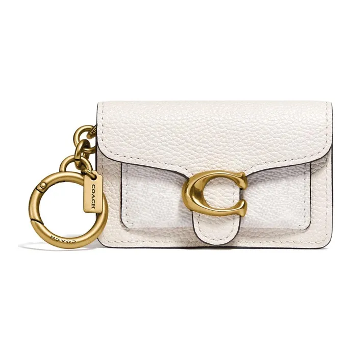 COACH Tabby Coarse-Grained Leather Clutch Card Holder Coin Purse Mini Women's White-0