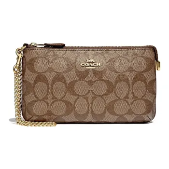 COACH Wristlet Canvas With Leather Mahjong Bag Shoulder Bag Crossbody Bag Handbag Small Size Women's Brown Monogram