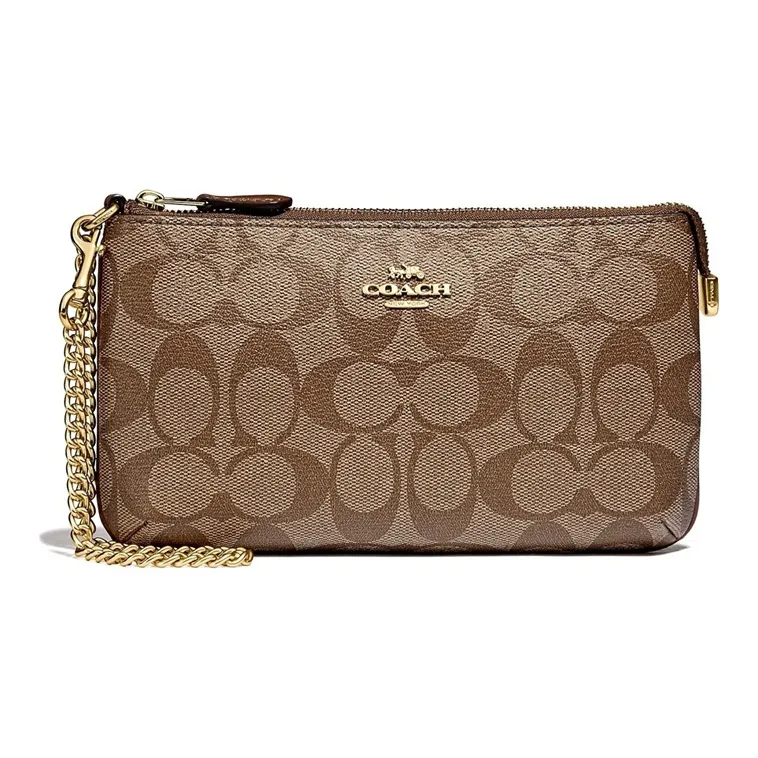 COACH Wristlet Canvas With Leather Mahjong Bag Shoulder Bag Crossbody Bag Handbag Small Size Women's Brown Monogram-0