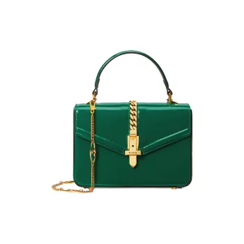 GUCCI Sylvie 1969 Patent Leather Shoulder Bag Crossbody Bag Handbags Mini Women's Green
