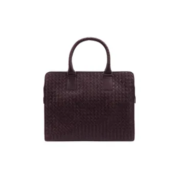 Bottega Veneta Leather Briefcases Men's Dark Brown