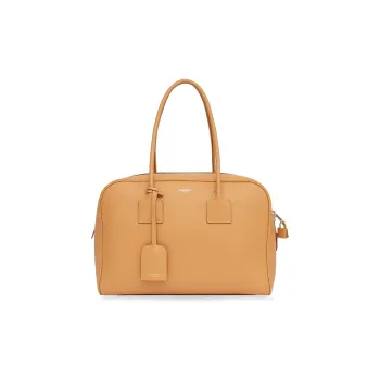 Burberry Cube Calfskin Bowling Bag Shoulder Bag Handbag Large Size Women's Orange