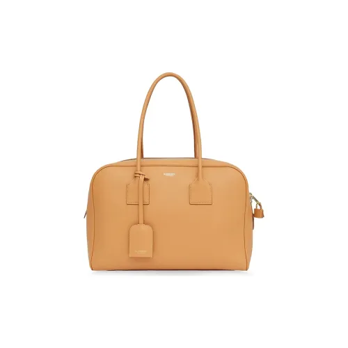 Burberry Cube Calfskin Bowling Bag Shoulder Bag Handbag Large Size Women's Orange