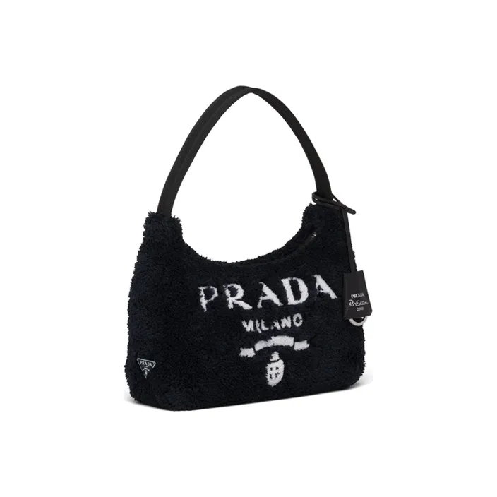 PRADA Re Edition Terry Fabric Shoulder Bag Handbag Shoulder Bag Women's Black-2