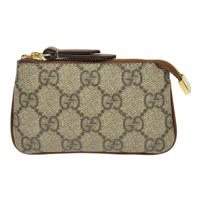 GUCCI Canvas With Leather PVC Key Pouch Coin Purse Regular Unisex Ebony/Brown-0