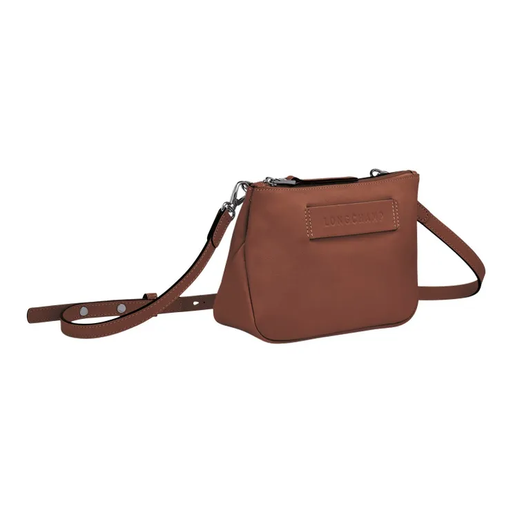 LONGCHAMP 3D Cow Leather Pine Green Tussar Silk Shoulder Bag Crossbody Bag Small Size Women's Brown-1
