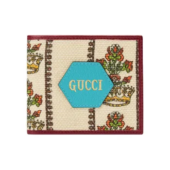 GUCCI Leather Wallet Men's Ivory White/Red