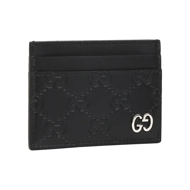 GUCCI Leather Card Holder Card Holder Men's Black-3