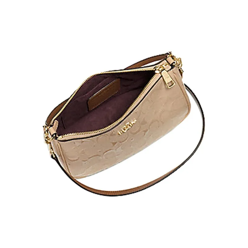 COACH Leather Shoulder Bag, Crossbody Bag, Handbag Trumpets Women's Faux Gold/Platinum-1