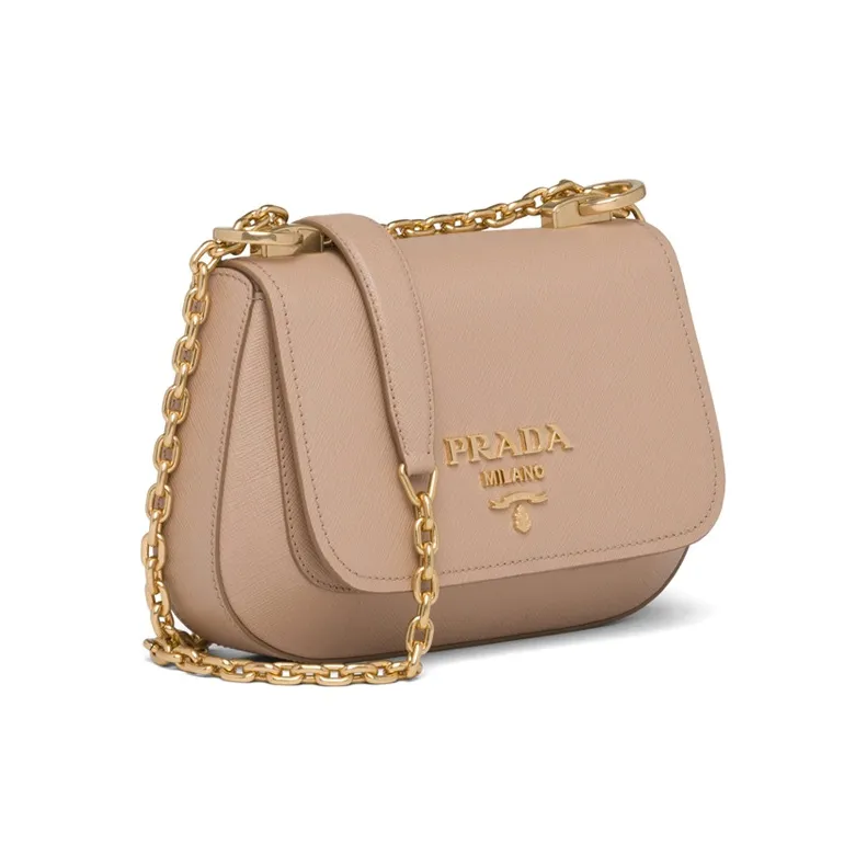 PRADA Saffiano Leather Shoulder Bag Women's Cameo Brown Beige-1