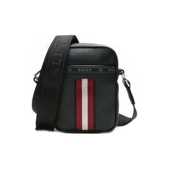 BALLY Leather Shoulder Bag, Crossbody Bag Regular Men's Black