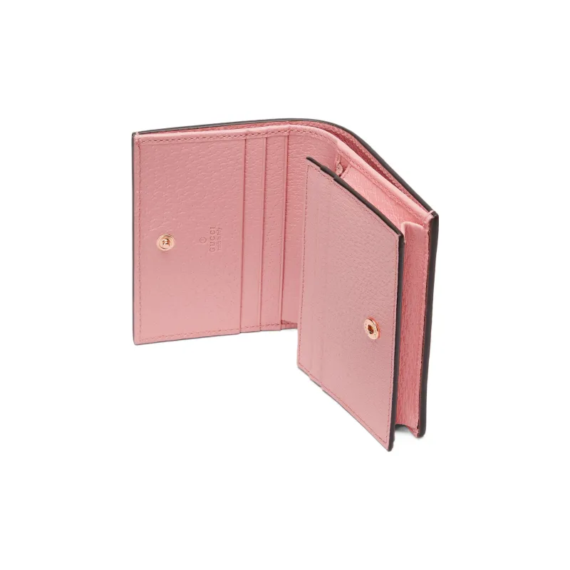 GUCCI Marmont Leather Wallet Card Holder Clutch Women's Pink-3