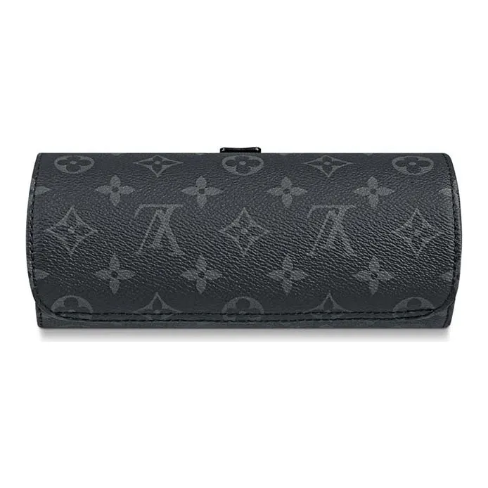 LOUIS VUITTON 3 Watch Case Monogram Eclipse Black-1