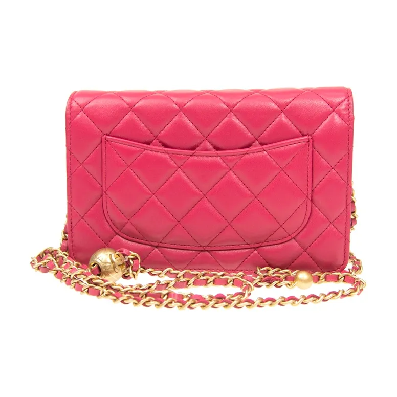 CHANEL WOC Sheepskin Crossbody Bag Shoulder Bag Wallet On Chain Women's Vibrant Pink-2